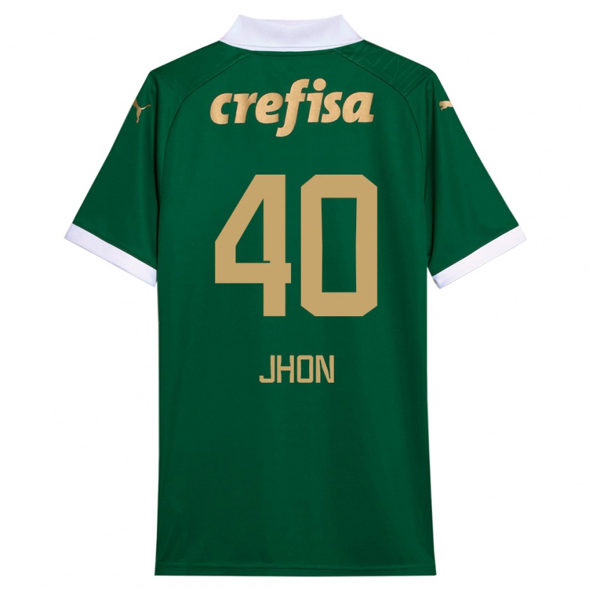 Kandiny Hombre Camiseta Jhon Jhon #40 Verde Blanco 1ª Equipación 2024/25 La Camisa Chile