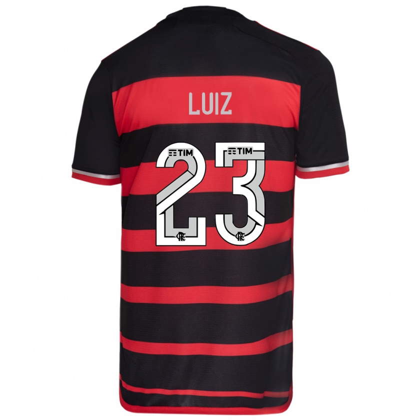 Kandiny Hombre Camiseta David Luiz #23 Negro Rojo 1ª Equipación 2024/25 La Camisa Chile