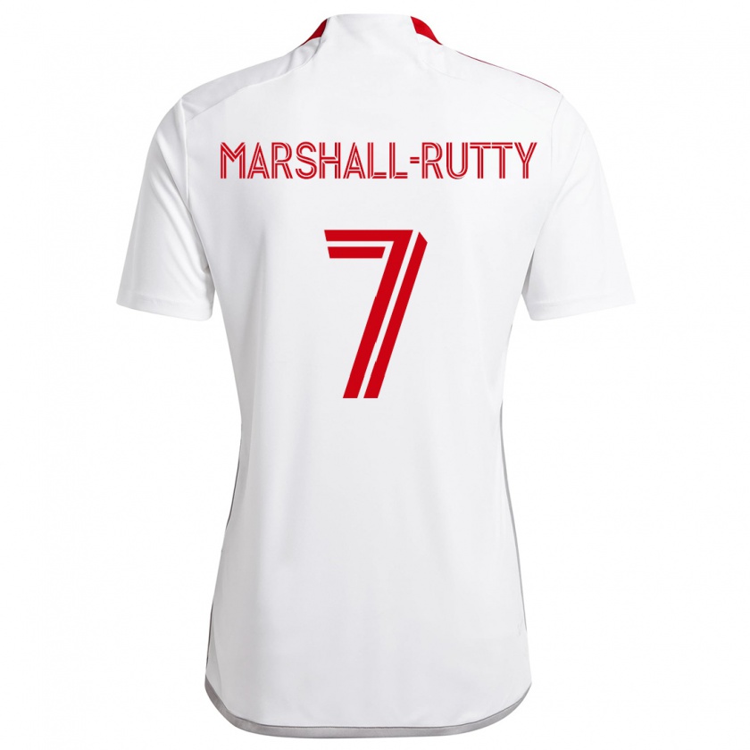 Kandiny Hombre Camiseta Jahkeele Marshall-Rutty #7 Blanco Rojo 2ª Equipación 2024/25 La Camisa Chile