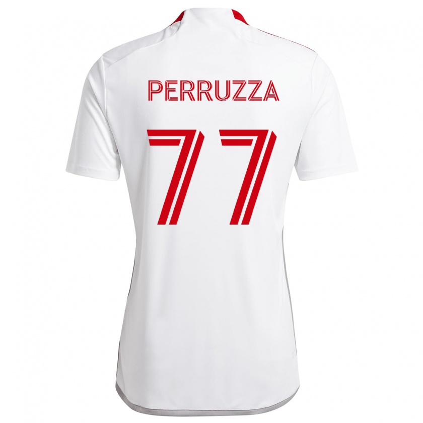 Kandiny Hombre Camiseta Jordan Perruzza #77 Blanco Rojo 2ª Equipación 2024/25 La Camisa Chile