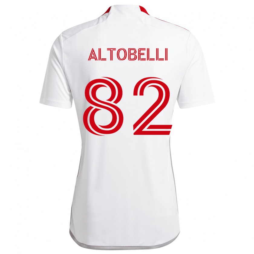 Kandiny Hombre Camiseta Julian Altobelli #82 Blanco Rojo 2ª Equipación 2024/25 La Camisa Chile