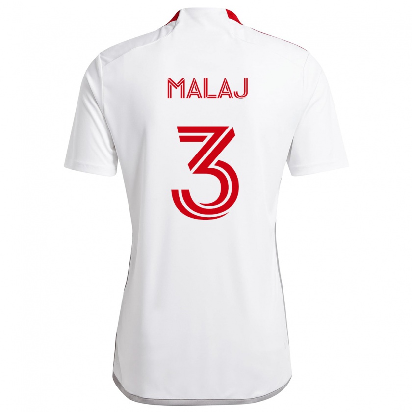 Kandiny Hombre Camiseta Albert Malaj #3 Blanco Rojo 2ª Equipación 2024/25 La Camisa Chile