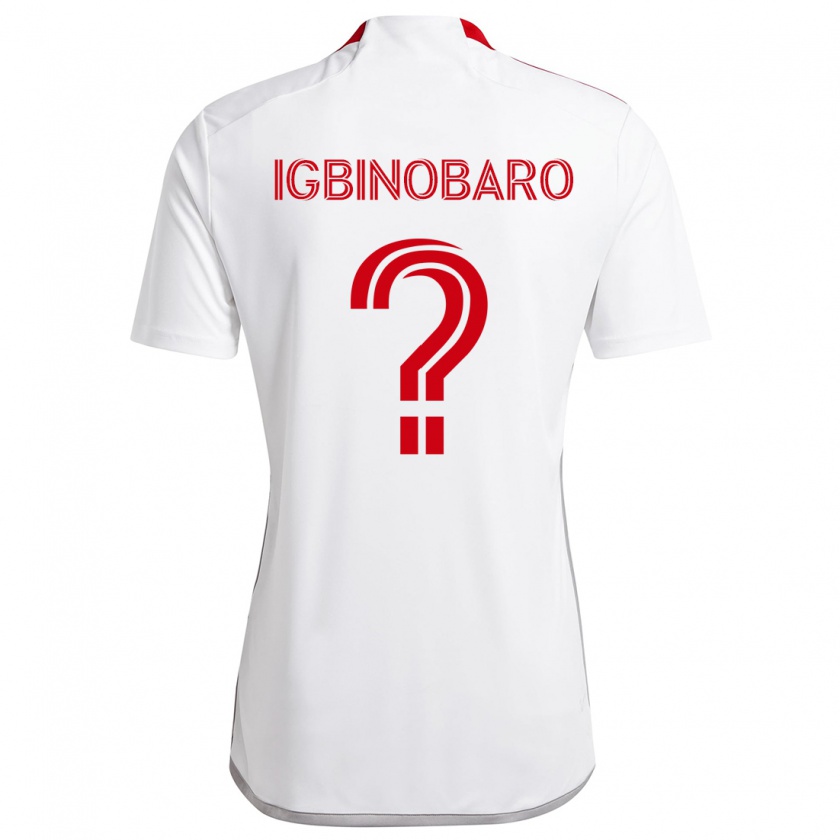 Kandiny Hombre Camiseta Philip Igbinobaro #0 Blanco Rojo 2ª Equipación 2024/25 La Camisa Chile