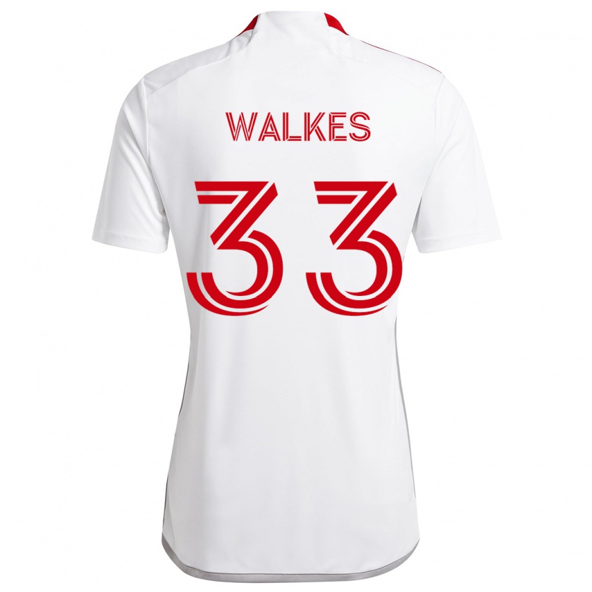 Kandiny Hombre Camiseta Reshaun Walkes #33 Blanco Rojo 2ª Equipación 2024/25 La Camisa Chile