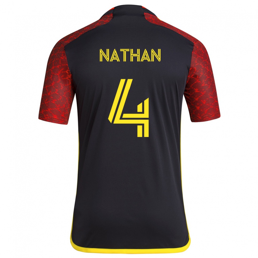 Kandiny Hombre Camiseta Nathan #4 Negro Rojo 2ª Equipación 2024/25 La Camisa Chile