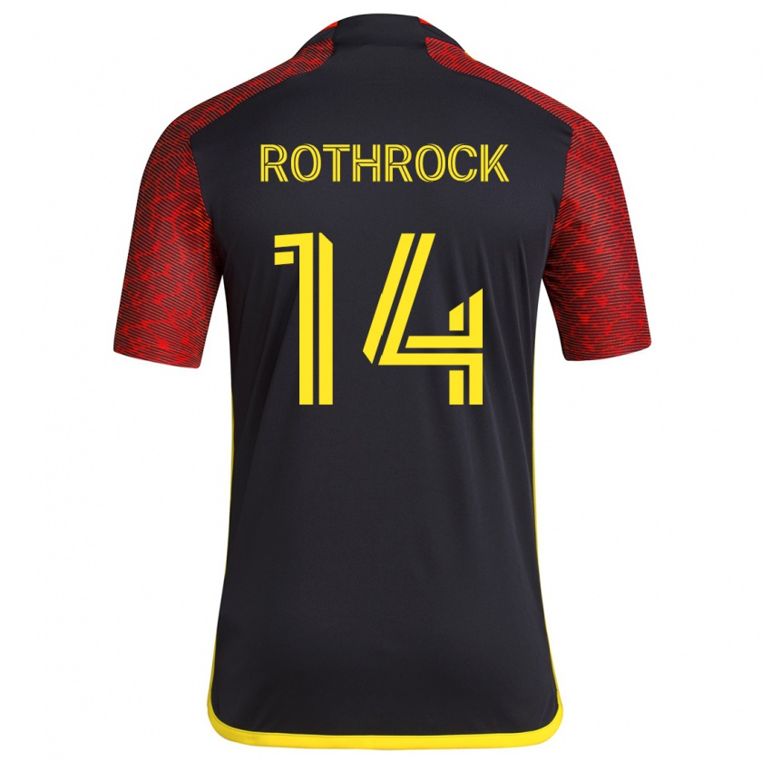 Kandiny Hombre Camiseta Paul Rothrock #14 Negro Rojo 2ª Equipación 2024/25 La Camisa Chile