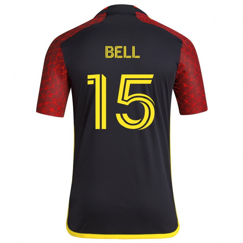 Kandiny Hombre Camiseta Jon Bell #15 Negro Rojo 2ª Equipación 2024/25 La Camisa Chile