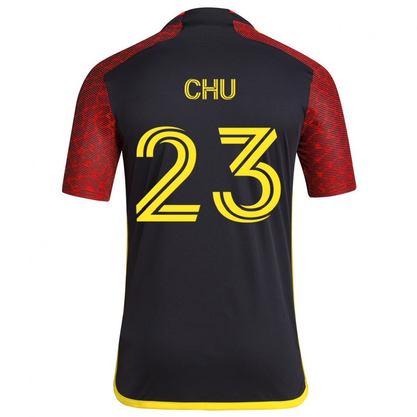 Kandiny Hombre Camiseta Léo Chú #23 Negro Rojo 2ª Equipación 2024/25 La Camisa Chile