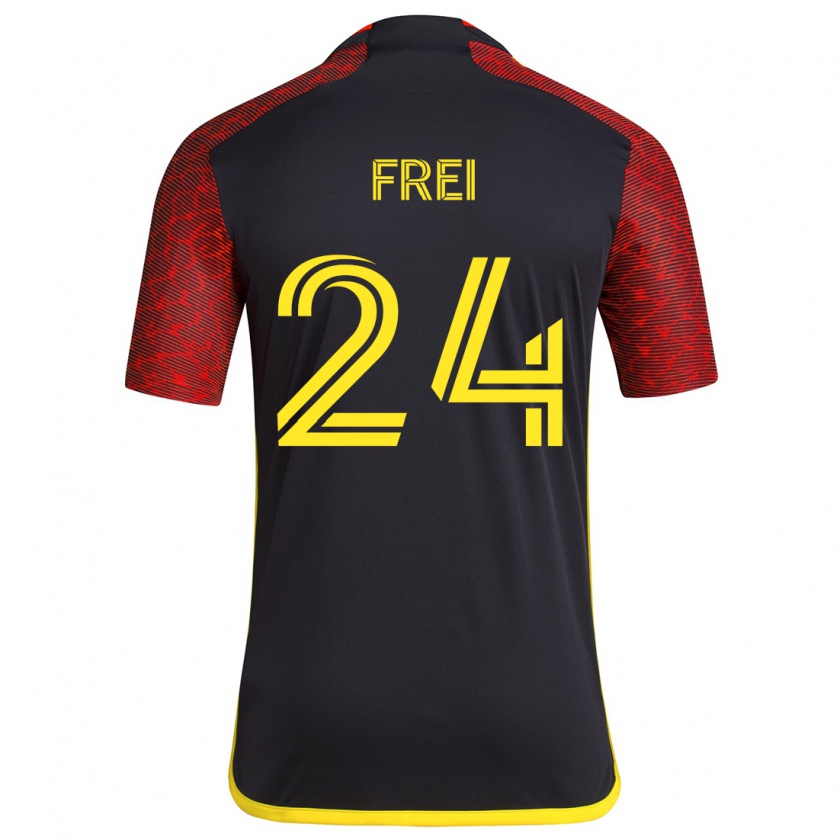 Kandiny Hombre Camiseta Stefan Frei #24 Negro Rojo 2ª Equipación 2024/25 La Camisa Chile