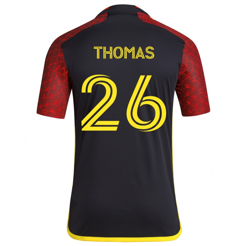 Kandiny Hombre Camiseta Andrew Thomas #26 Negro Rojo 2ª Equipación 2024/25 La Camisa Chile