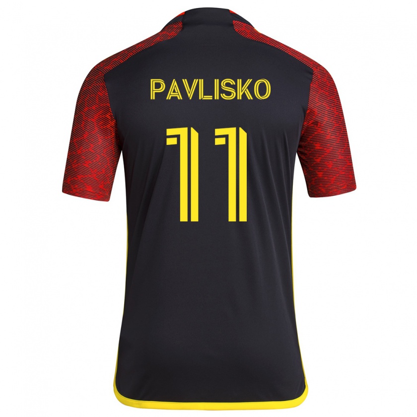 Kandiny Hombre Camiseta Kirsten Pavlisko #11 Negro Rojo 2ª Equipación 2024/25 La Camisa Chile