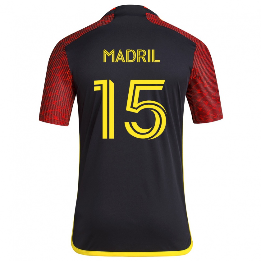 Kandiny Hombre Camiseta Emily Madril #15 Negro Rojo 2ª Equipación 2024/25 La Camisa Chile