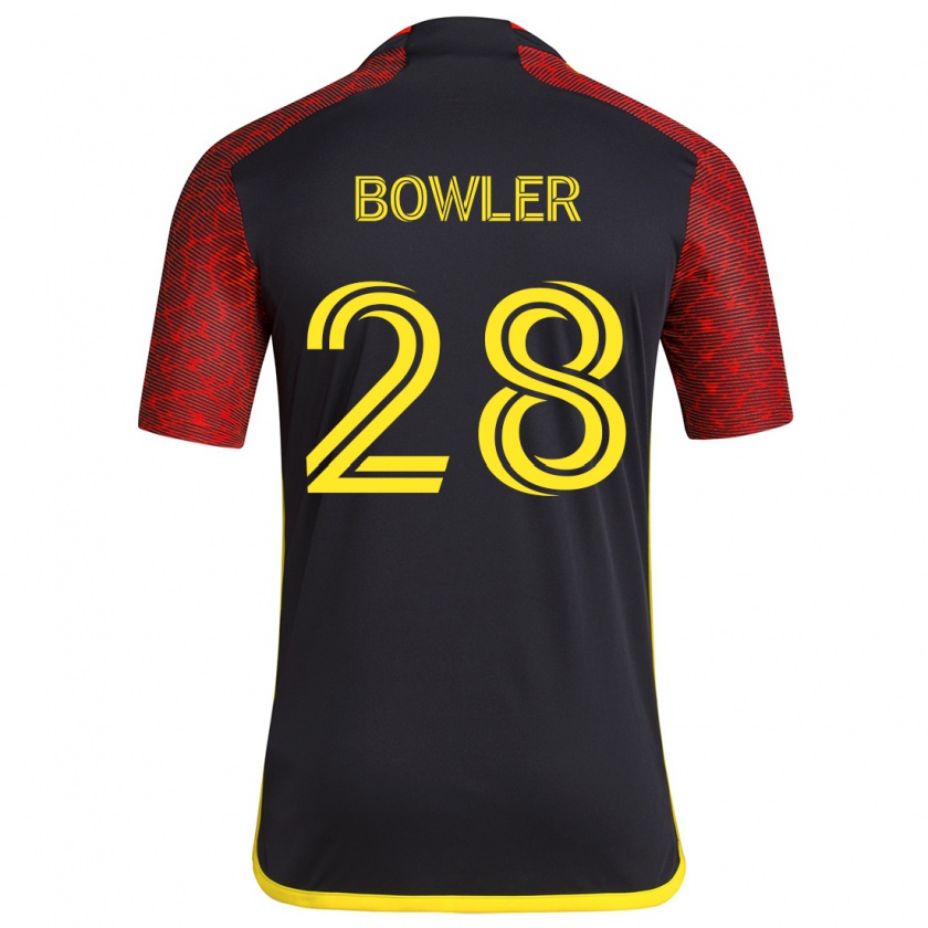 Kandiny Hombre Camiseta Rachel Bowler #28 Negro Rojo 2ª Equipación 2024/25 La Camisa Chile