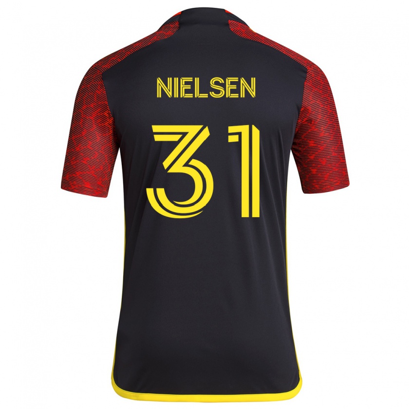 Kandiny Hombre Camiseta Madeline Nielsen #31 Negro Rojo 2ª Equipación 2024/25 La Camisa Chile