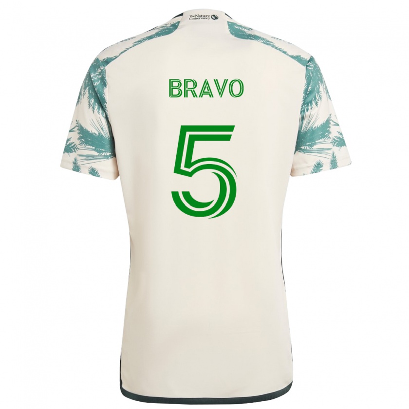 Kandiny Hombre Camiseta Claudio Bravo #5 Beige Marrón 2ª Equipación 2024/25 La Camisa Chile