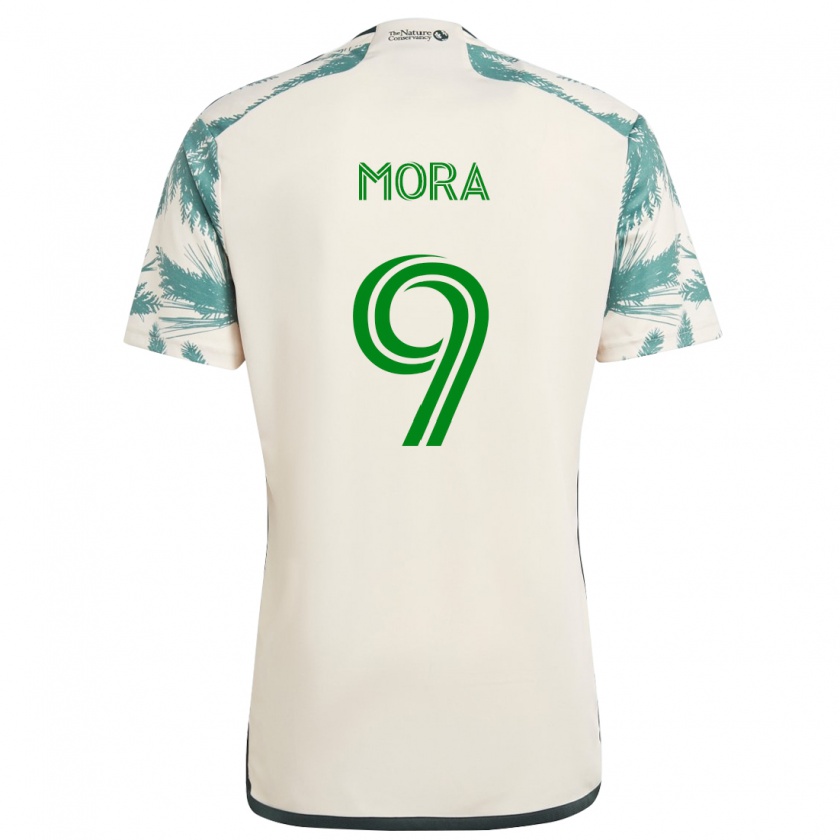 Kandiny Hombre Camiseta Felipe Mora #9 Beige Marrón 2ª Equipación 2024/25 La Camisa Chile