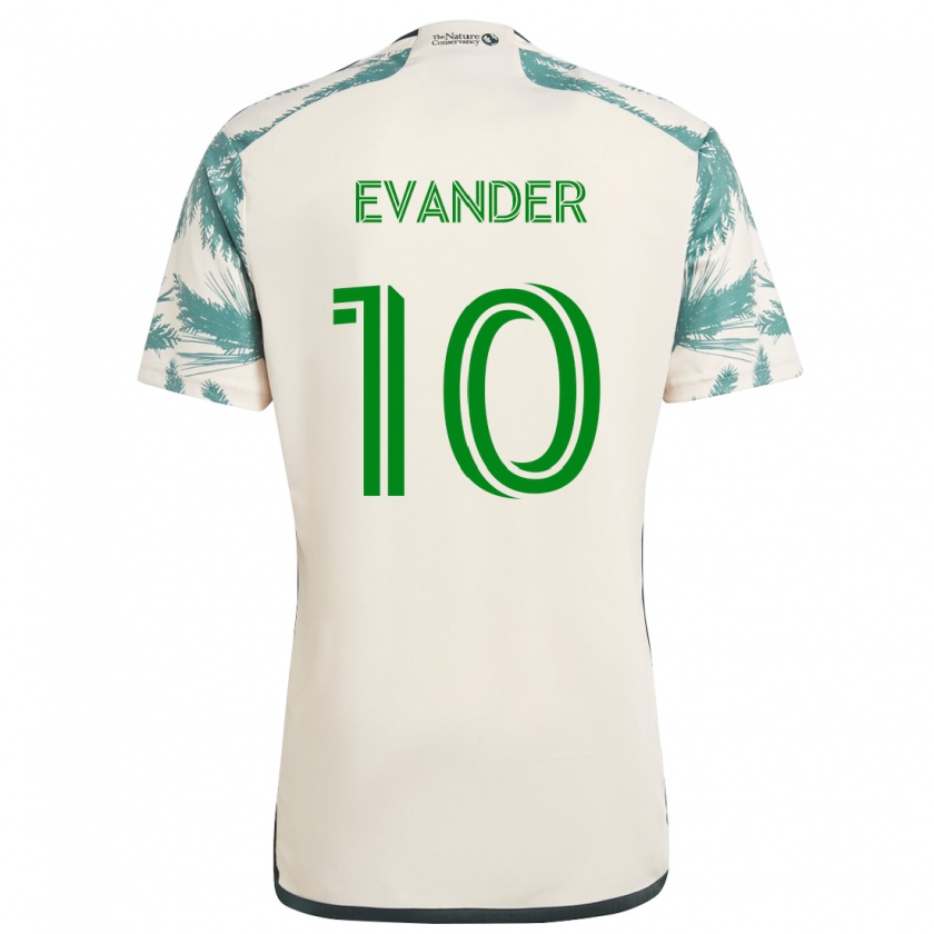 Kandiny Hombre Camiseta Evander #10 Beige Marrón 2ª Equipación 2024/25 La Camisa Chile