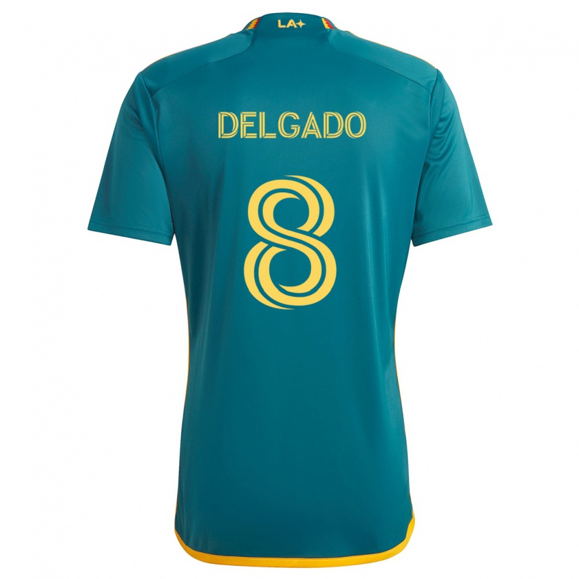 Kandiny Hombre Camiseta Mark Delgado #8 Verde Amarillo 2ª Equipación 2024/25 La Camisa Chile