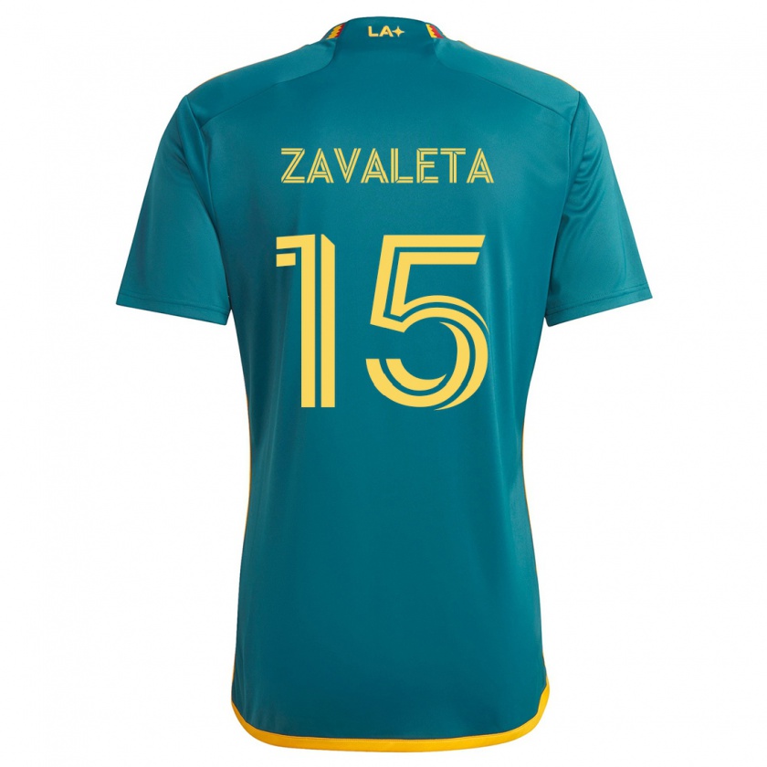 Kandiny Hombre Camiseta Eriq Zavaleta #15 Verde Amarillo 2ª Equipación 2024/25 La Camisa Chile