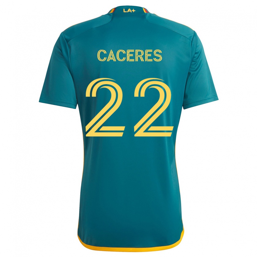 Kandiny Hombre Camiseta Martín Cáceres #22 Verde Amarillo 2ª Equipación 2024/25 La Camisa Chile