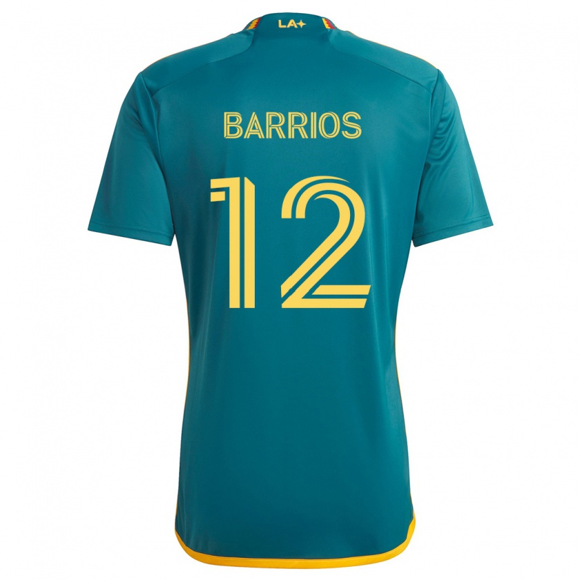 Kandiny Hombre Camiseta Michael Barrios #12 Verde Amarillo 2ª Equipación 2024/25 La Camisa Chile