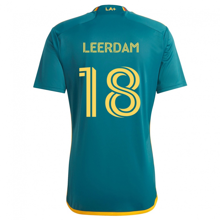 Kandiny Hombre Camiseta Kelvin Leerdam #18 Verde Amarillo 2ª Equipación 2024/25 La Camisa Chile