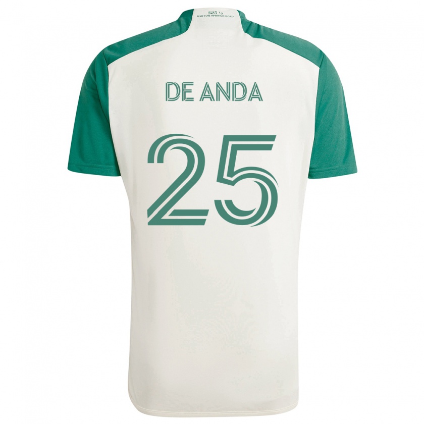 Kandiny Hombre Camiseta Anthony De Anda #25 Colores Tostados Verde 2ª Equipación 2024/25 La Camisa Chile