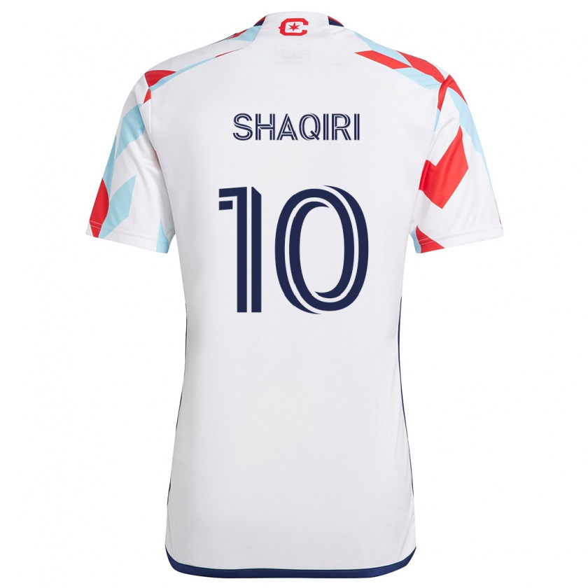 Kandiny Hombre Camiseta Xherdan Shaqiri #10 Blanco Rojo Azul 2ª Equipación 2024/25 La Camisa Chile