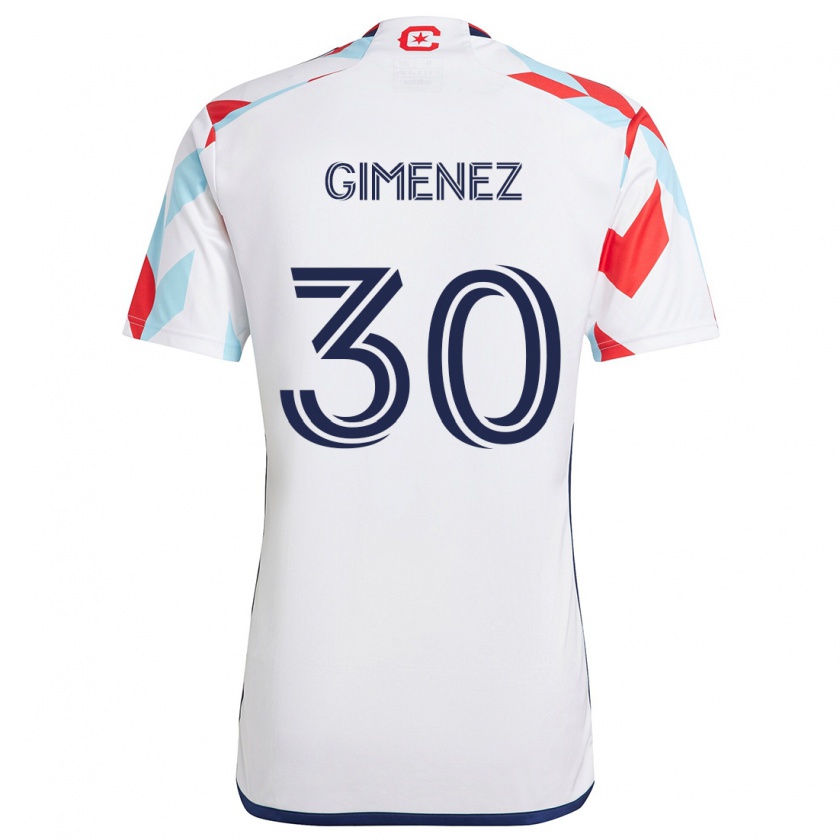 Kandiny Hombre Camiseta Gastón Giménez #30 Blanco Rojo Azul 2ª Equipación 2024/25 La Camisa Chile