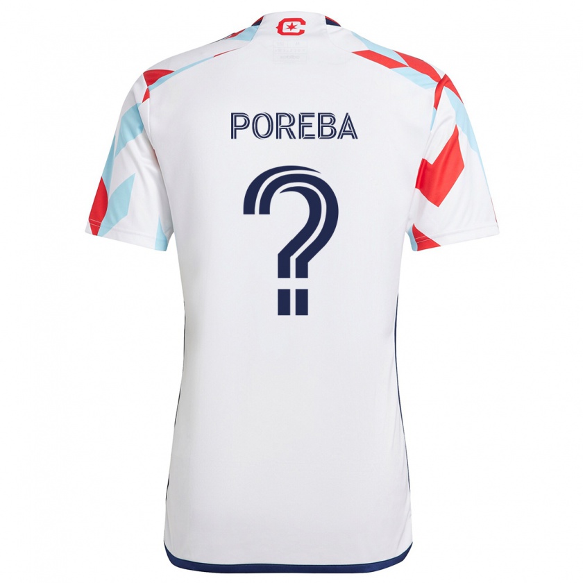 Kandiny Hombre Camiseta David Poreba #0 Blanco Rojo Azul 2ª Equipación 2024/25 La Camisa Chile