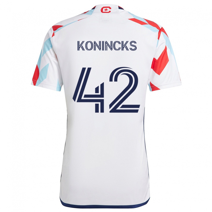 Kandiny Hombre Camiseta Diego Konincks #42 Blanco Rojo Azul 2ª Equipación 2024/25 La Camisa Chile