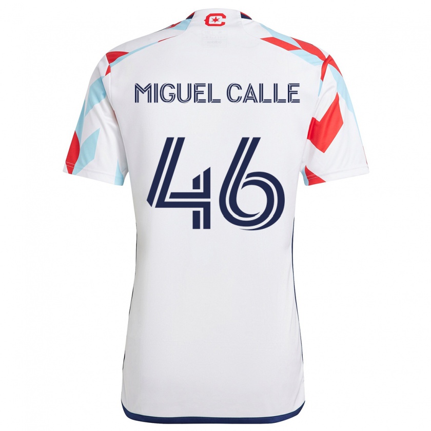 Kandiny Hombre Camiseta Juan Miguel Calle #46 Blanco Rojo Azul 2ª Equipación 2024/25 La Camisa Chile