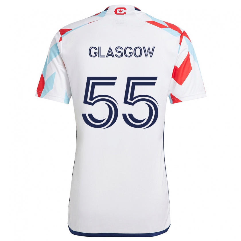 Kandiny Hombre Camiseta Omari Glasgow #55 Blanco Rojo Azul 2ª Equipación 2024/25 La Camisa Chile