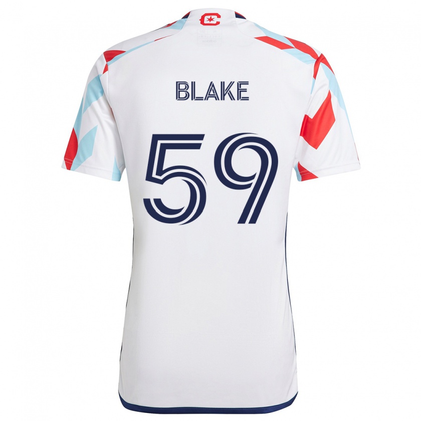 Kandiny Hombre Camiseta Romain Blake #59 Blanco Rojo Azul 2ª Equipación 2024/25 La Camisa Chile