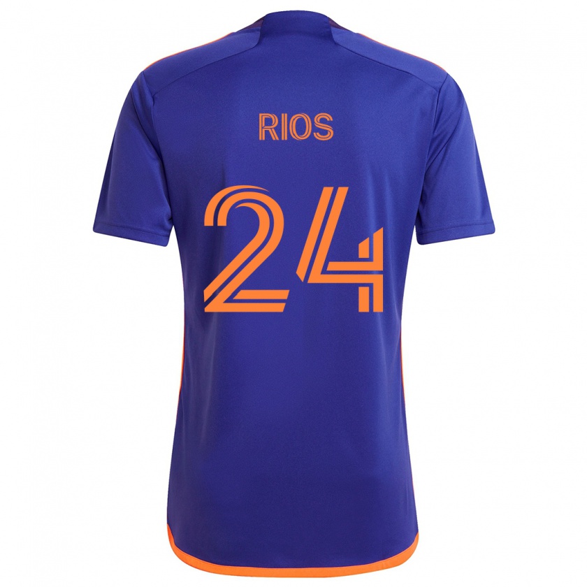 Kandiny Hombre Camiseta Paolo Ríos #24 Púrpura Naranja 2ª Equipación 2024/25 La Camisa Chile