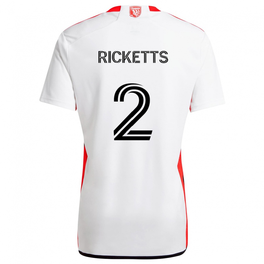 Kandiny Hombre Camiseta Jamar Ricketts #2 Blanco Rojo 2ª Equipación 2024/25 La Camisa Chile