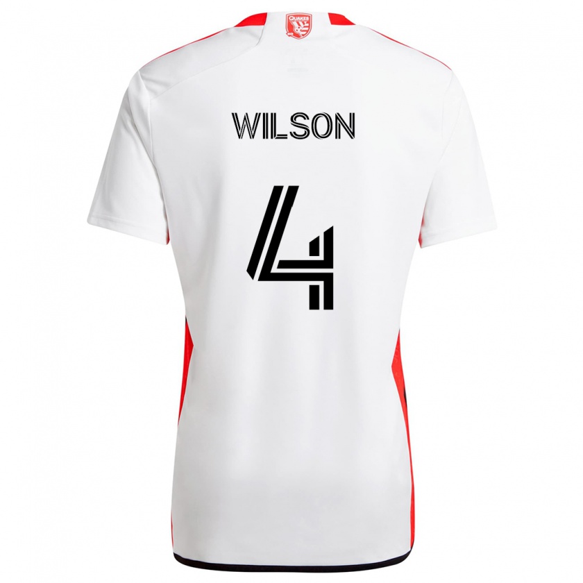 Kandiny Hombre Camiseta Bruno Wilson #4 Blanco Rojo 2ª Equipación 2024/25 La Camisa Chile