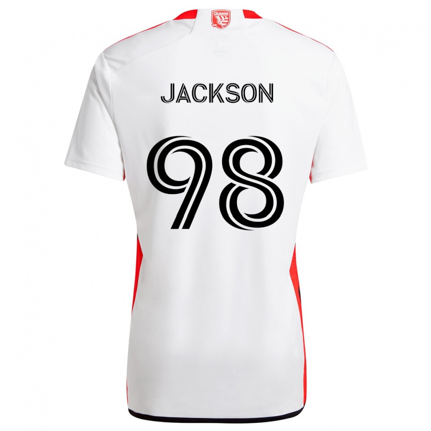 Kandiny Hombre Camiseta Jacob Jackson #98 Blanco Rojo 2ª Equipación 2024/25 La Camisa Chile