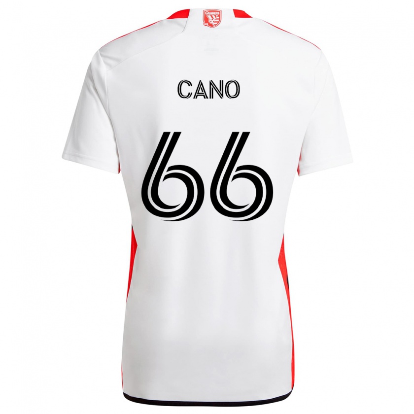 Kandiny Hombre Camiseta Alejandro Cano #66 Blanco Rojo 2ª Equipación 2024/25 La Camisa Chile