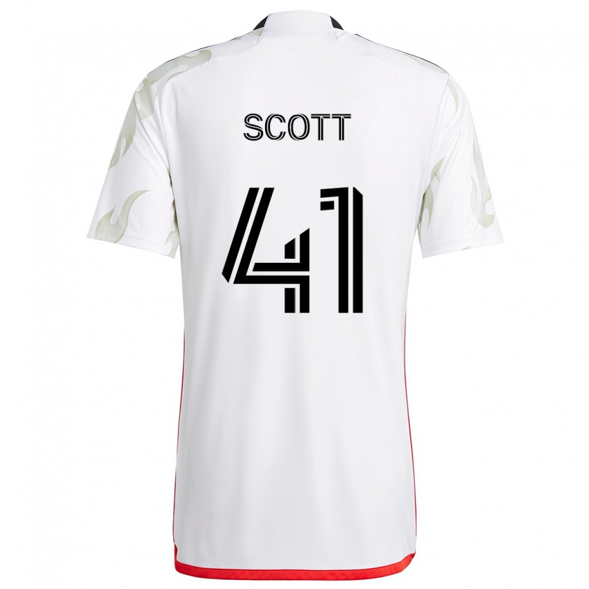 Kandiny Hombre Camiseta Tarik Scott #41 Blanco Rojo Negro 2ª Equipación 2024/25 La Camisa Chile