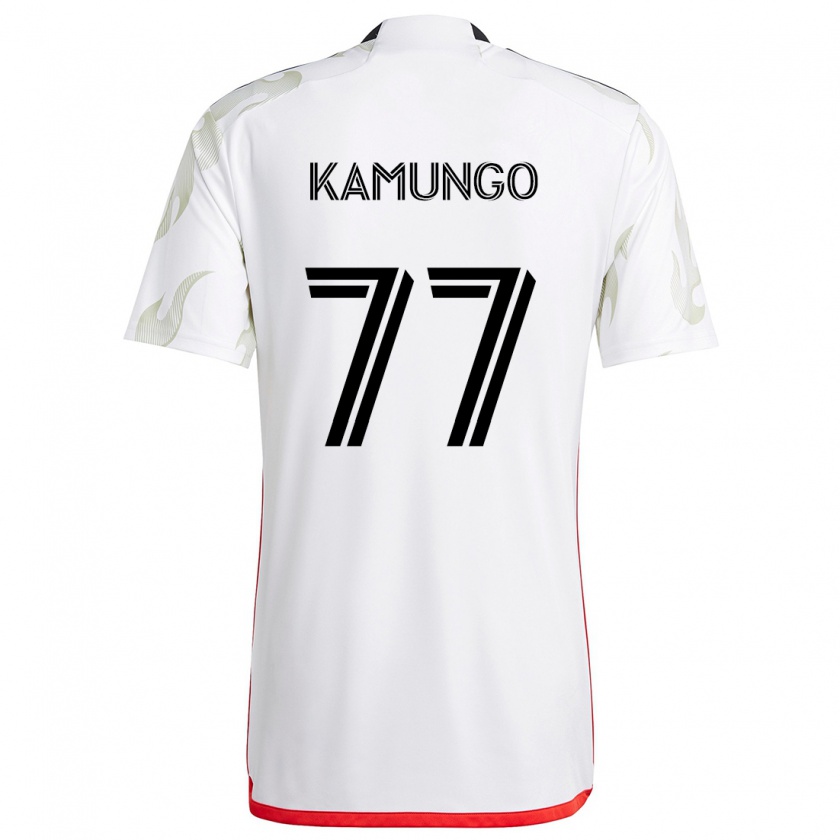 Kandiny Hombre Camiseta Bernard Kamungo #77 Blanco Rojo Negro 2ª Equipación 2024/25 La Camisa Chile