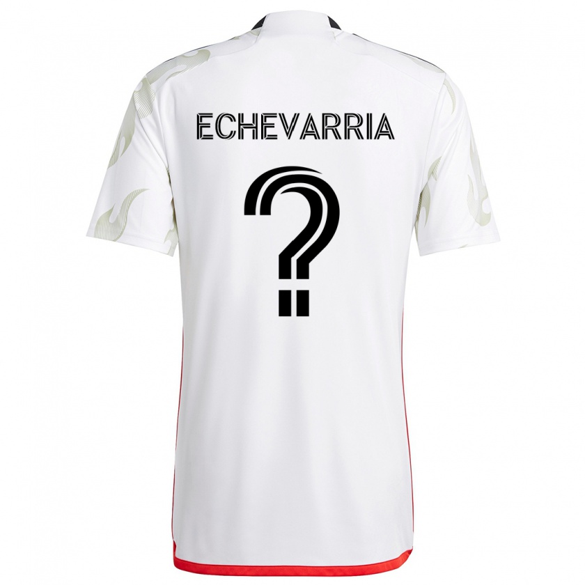 Kandiny Hombre Camiseta Diego Echevarria #0 Blanco Rojo Negro 2ª Equipación 2024/25 La Camisa Chile