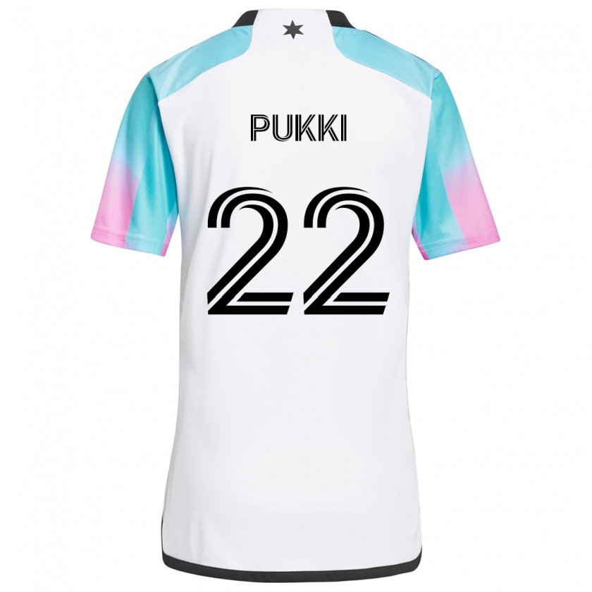 Kandiny Hombre Camiseta Teemu Pukki #22 Blanco Azul Negro 2ª Equipación 2024/25 La Camisa Chile