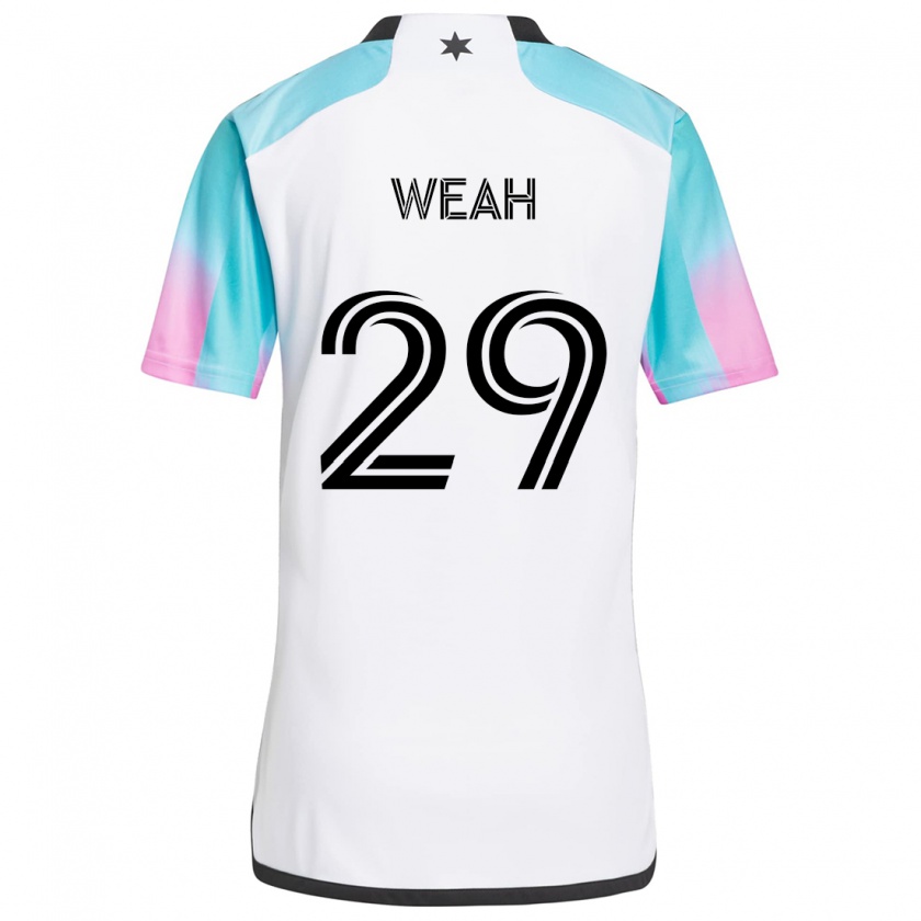 Kandiny Hombre Camiseta Patrick Weah #29 Blanco Azul Negro 2ª Equipación 2024/25 La Camisa Chile