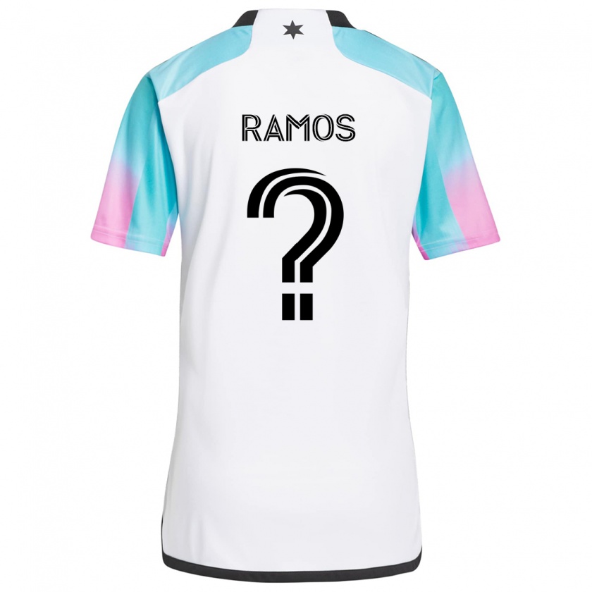 Kandiny Hombre Camiseta Jason Ramos #0 Blanco Azul Negro 2ª Equipación 2024/25 La Camisa Chile