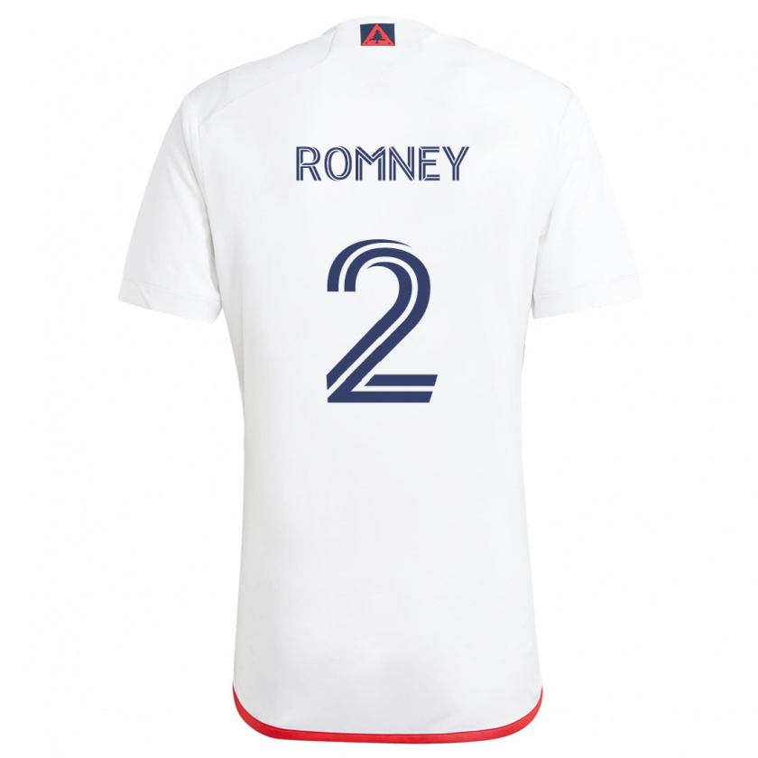 Kandiny Hombre Camiseta Dave Romney #2 Blanco Rojo 2ª Equipación 2024/25 La Camisa Chile