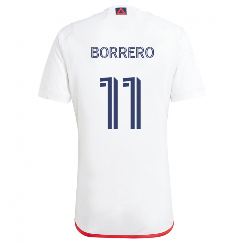 Kandiny Hombre Camiseta Dylan Borrero #11 Blanco Rojo 2ª Equipación 2024/25 La Camisa Chile