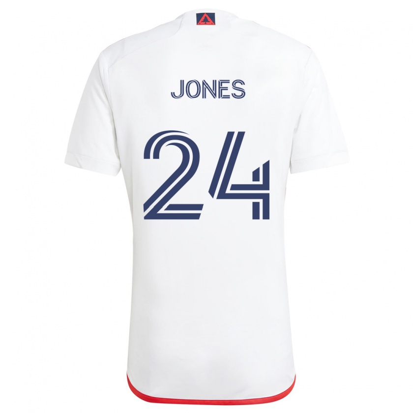 Kandiny Hombre Camiseta Dejuan Jones #24 Blanco Rojo 2ª Equipación 2024/25 La Camisa Chile