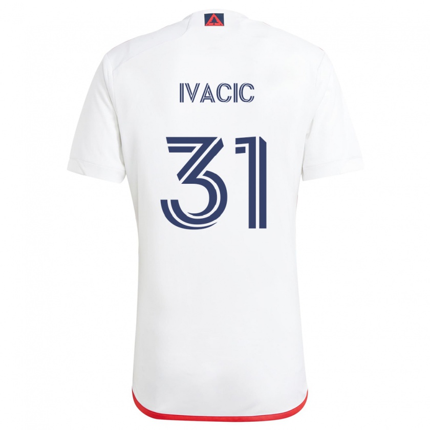 Kandiny Hombre Camiseta Aljaz Ivacic #31 Blanco Rojo 2ª Equipación 2024/25 La Camisa Chile