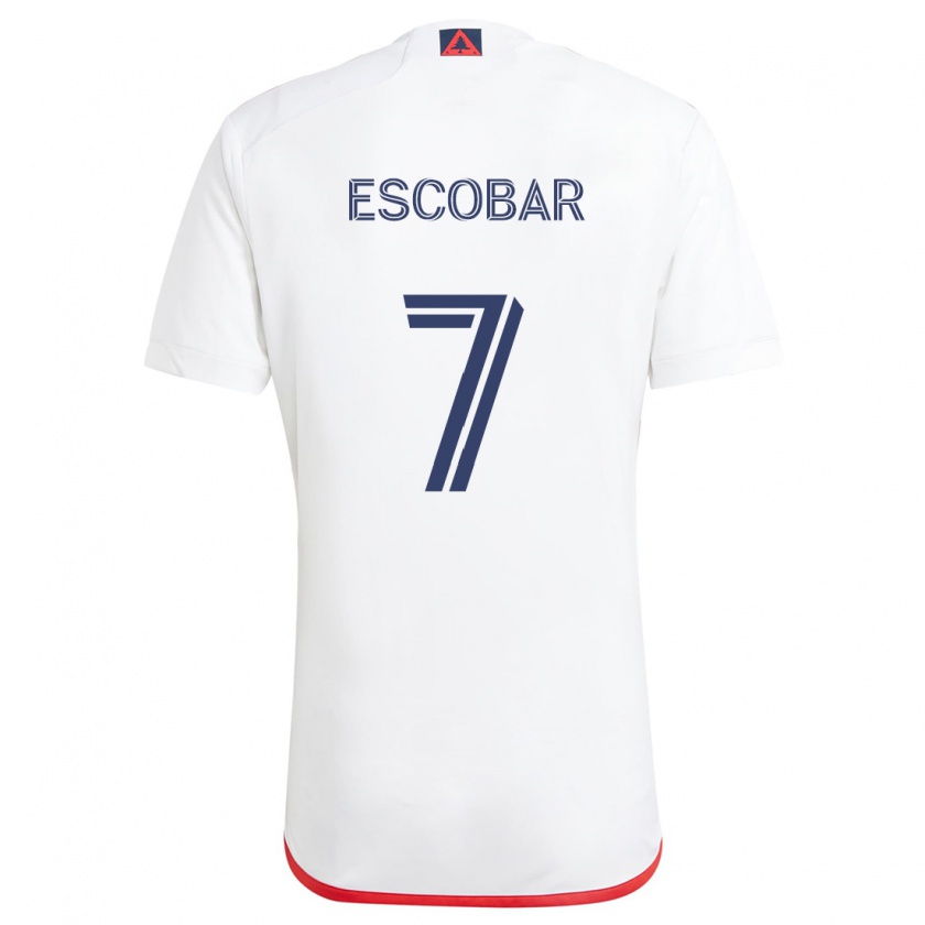 Kandiny Hombre Camiseta Olger Escobar #7 Blanco Rojo 2ª Equipación 2024/25 La Camisa Chile